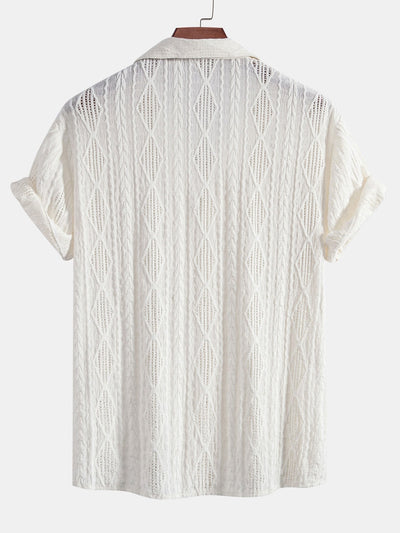 Camicia Cubana Jacquard Geometrica