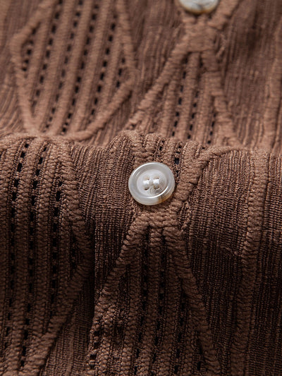 Camicia Cubana Jacquard Geometrica