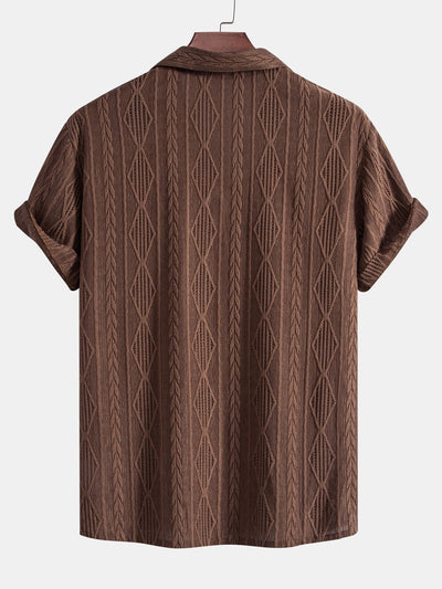 Camicia Cubana Jacquard Geometrica