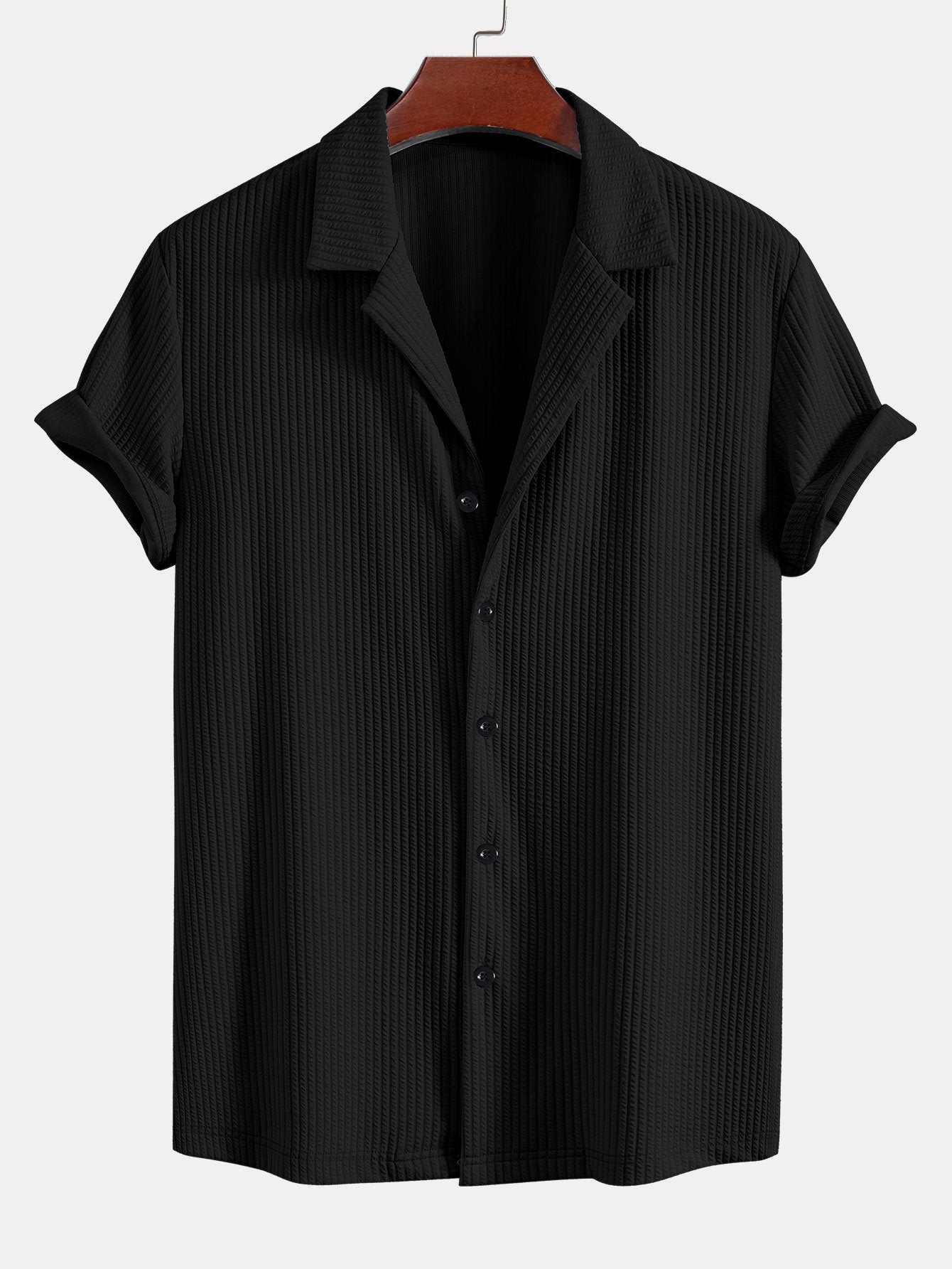 Camicia Cubana Profonda a Coste Muscle Fit & Pantaloni Corti a Coste con Coulisse