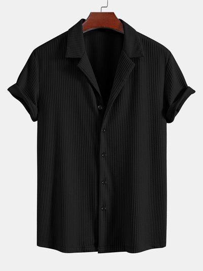 Camicia Cubana Profonda a Coste Muscle Fit & Pantaloni Corti a Coste con Coulisse
