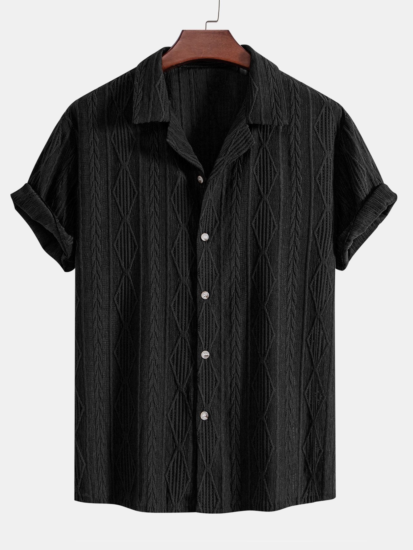 Camicia Cubana Jacquard Geometrica
