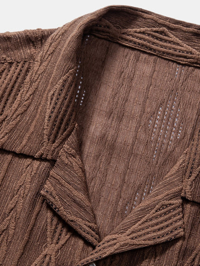 Camicia Cubana Jacquard Geometrica