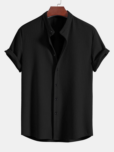 Camicia a Collo Alto a Costine Fit Muscolare