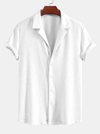 Camicia Cubana Profonda a Coste Muscle Fit & Pantaloni Corti a Coste con Coulisse