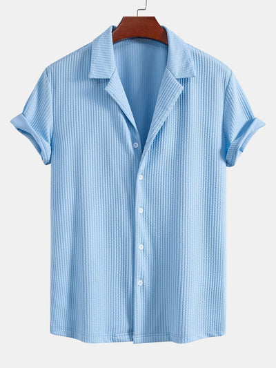 Camicia Cubana Profonda a Coste Muscle Fit & Pantaloni Corti a Coste con Coulisse