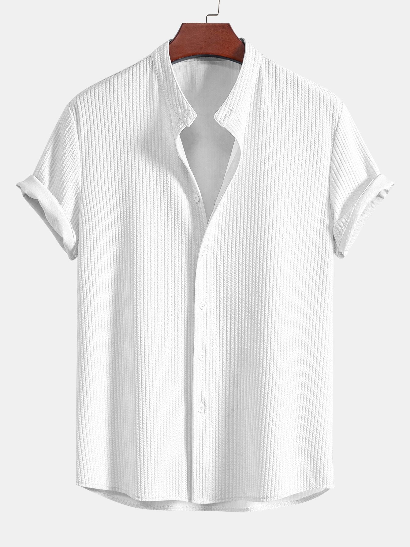 Camicia a Collo Alto a Costine Fit Muscolare