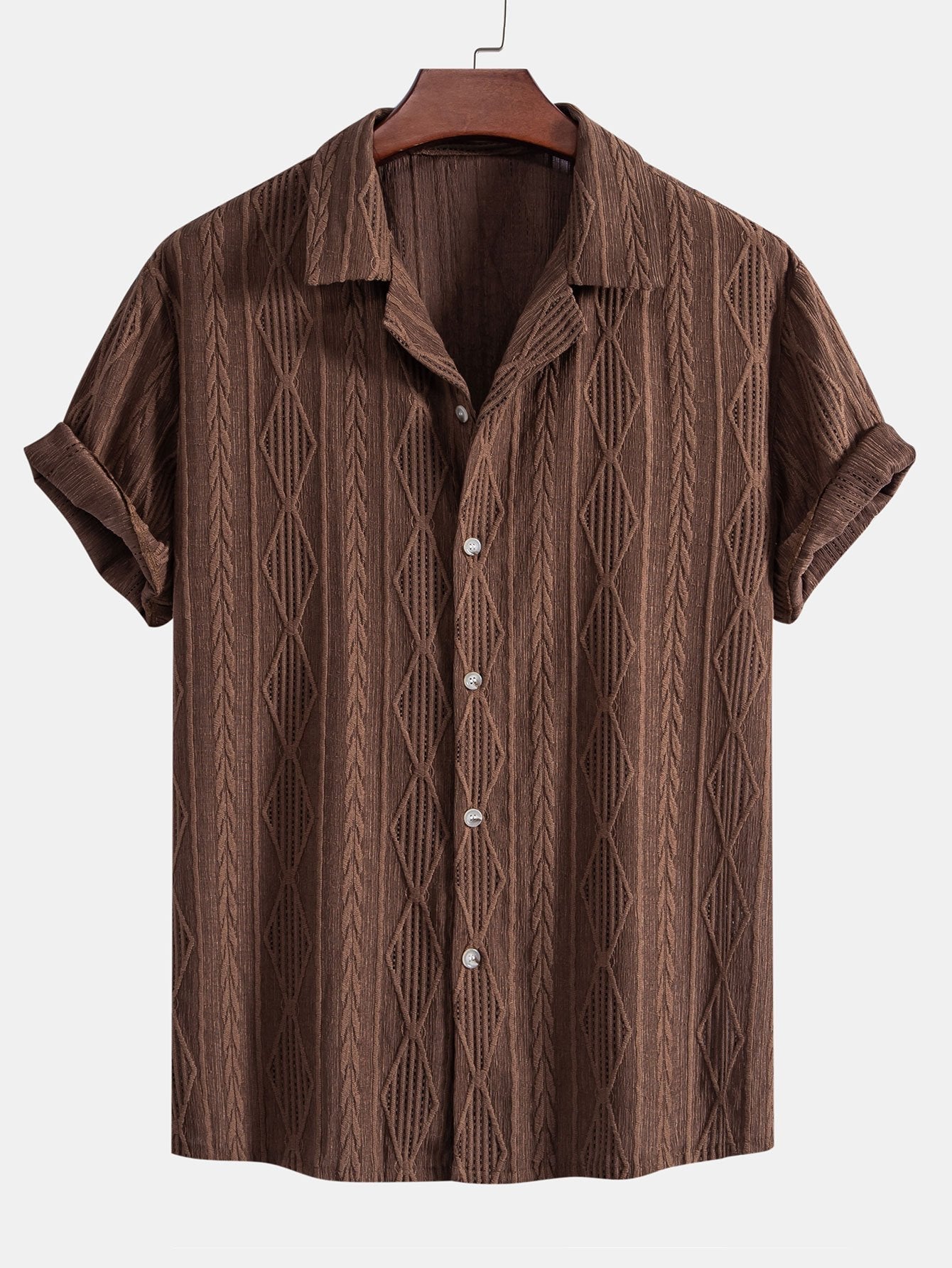 Camicia Cubana Jacquard Geometrica